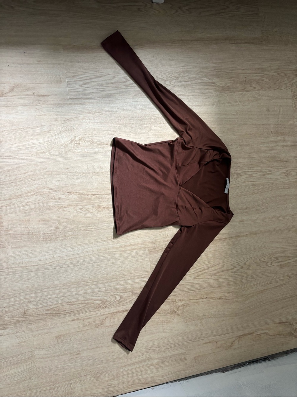 gaze Brown Long Sleeve V-Neck Top